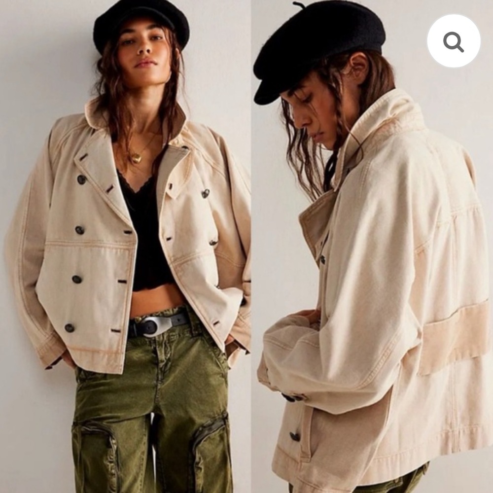 Nwt Free People We The Free People Viva Surplus Double Breasted Oatmeal Jacket - Picture 1 of 6